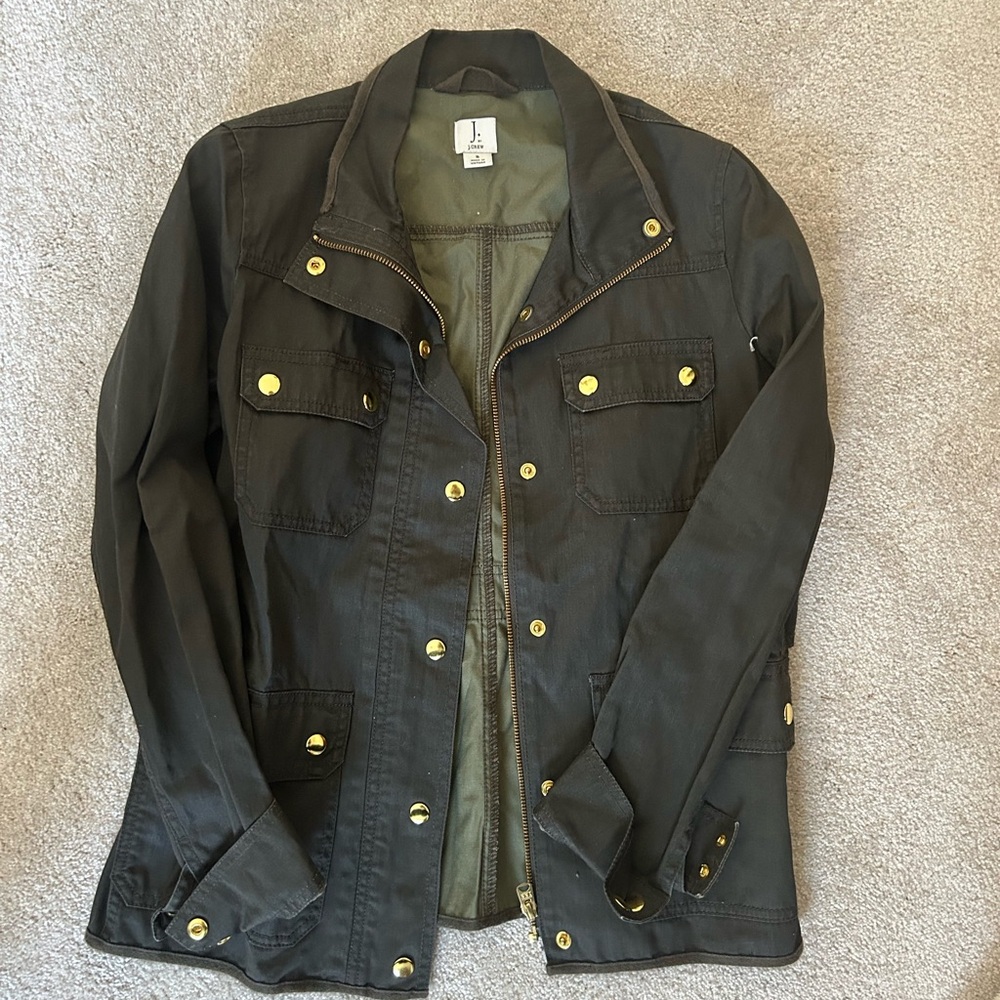 J. Crew Military Field Jacket in Black with Gold Buttons